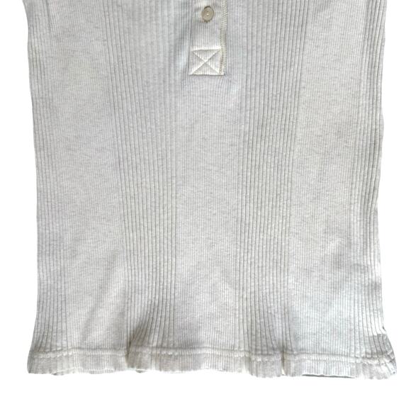 Aerie Long Sleeve Ribbed Knit Henley Top L Cream Casual Layer Bella Y2K Style - Picture 5 of 13